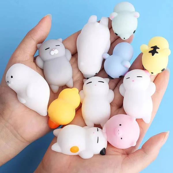 Mochi Squeeze Toy For Baby Boys & Girls Babies Bath Toys For Newborn Realistic Anti-Stress Cute Mini Animal Face Best For Grabbing Hands Squishy Products - Image 4